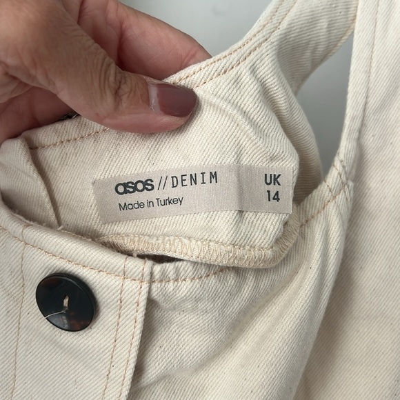 Asos Denim Cream Button Front Zipper Mini Dress, size UK 14 (US 10) ◼️ - Picture 3 of 6